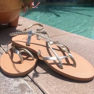 Shade & Shore Gold Strappy Sandals